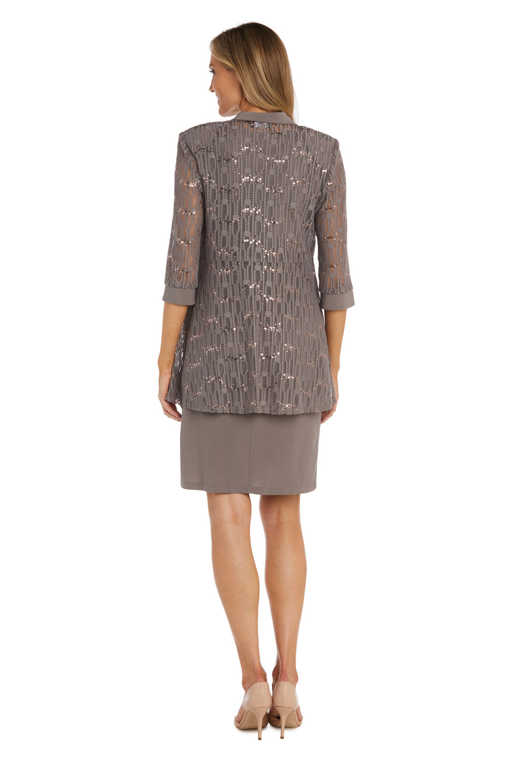 Mother of the Bride Dresses Short Circle Patterned Mother of the Bride Jacket Dress Mocha