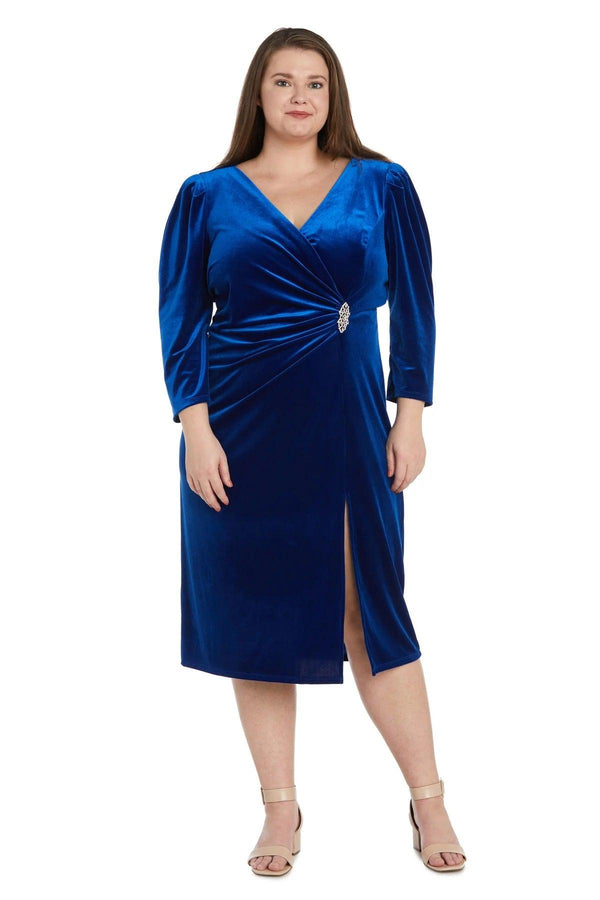 Plus Size Velvet Short Cocktail Dress Midi R&M Richards 9126W