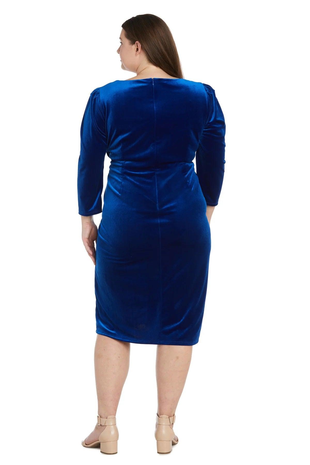 R&M Richards 9126W Short Cocktail Plus Size Velvet Midi Dress