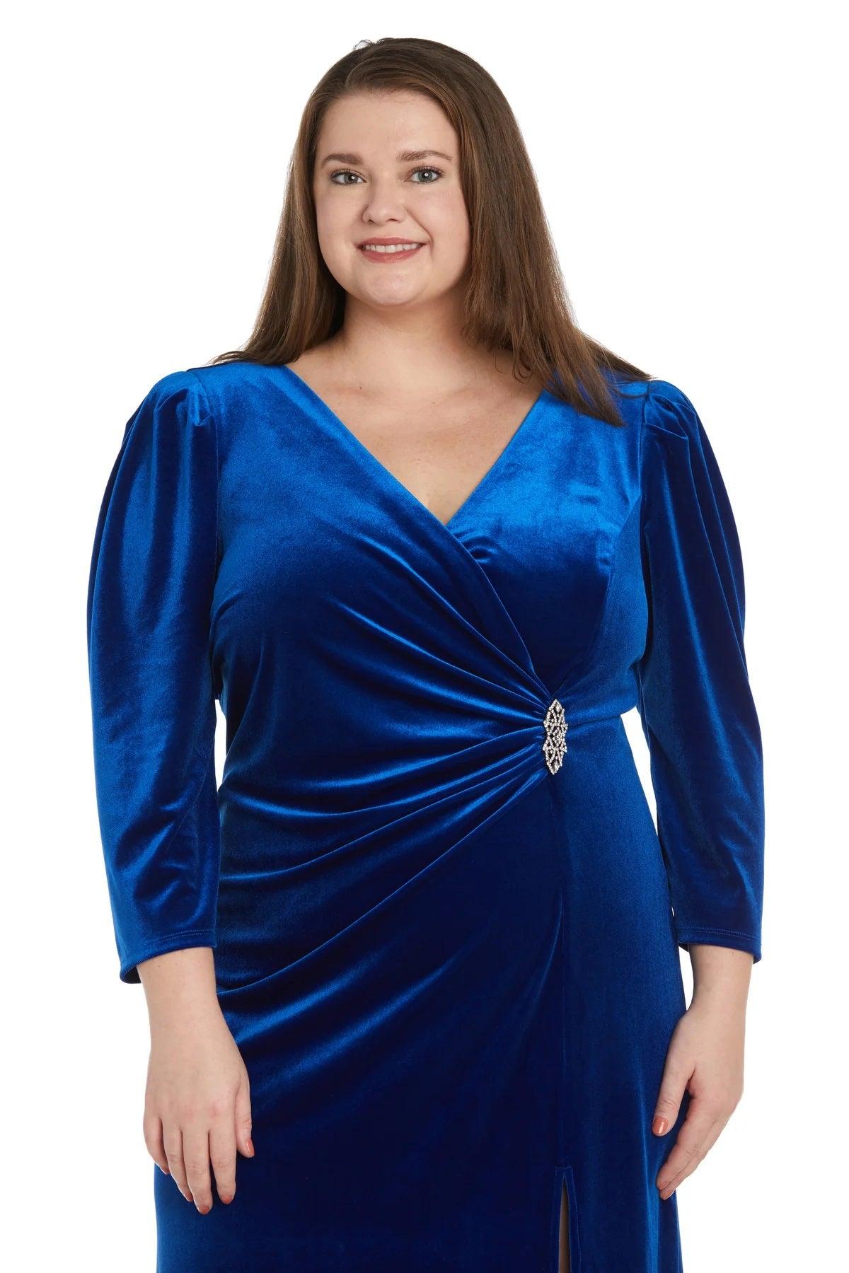 R&M Richards 9126W Short Cocktail Plus Size Velvet Midi Dress