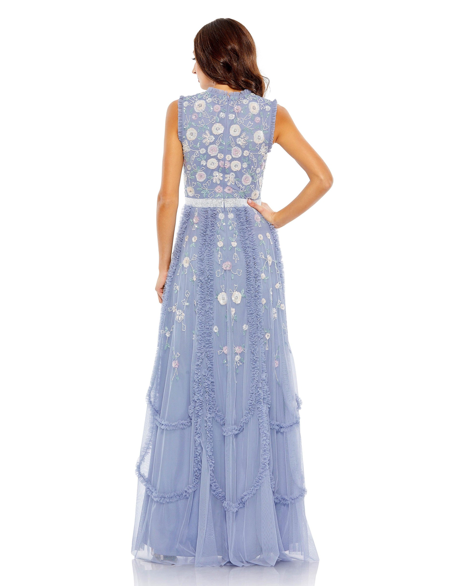 Mac Duggal 9137 Long Sleeveless Formal Ruffle Gown
