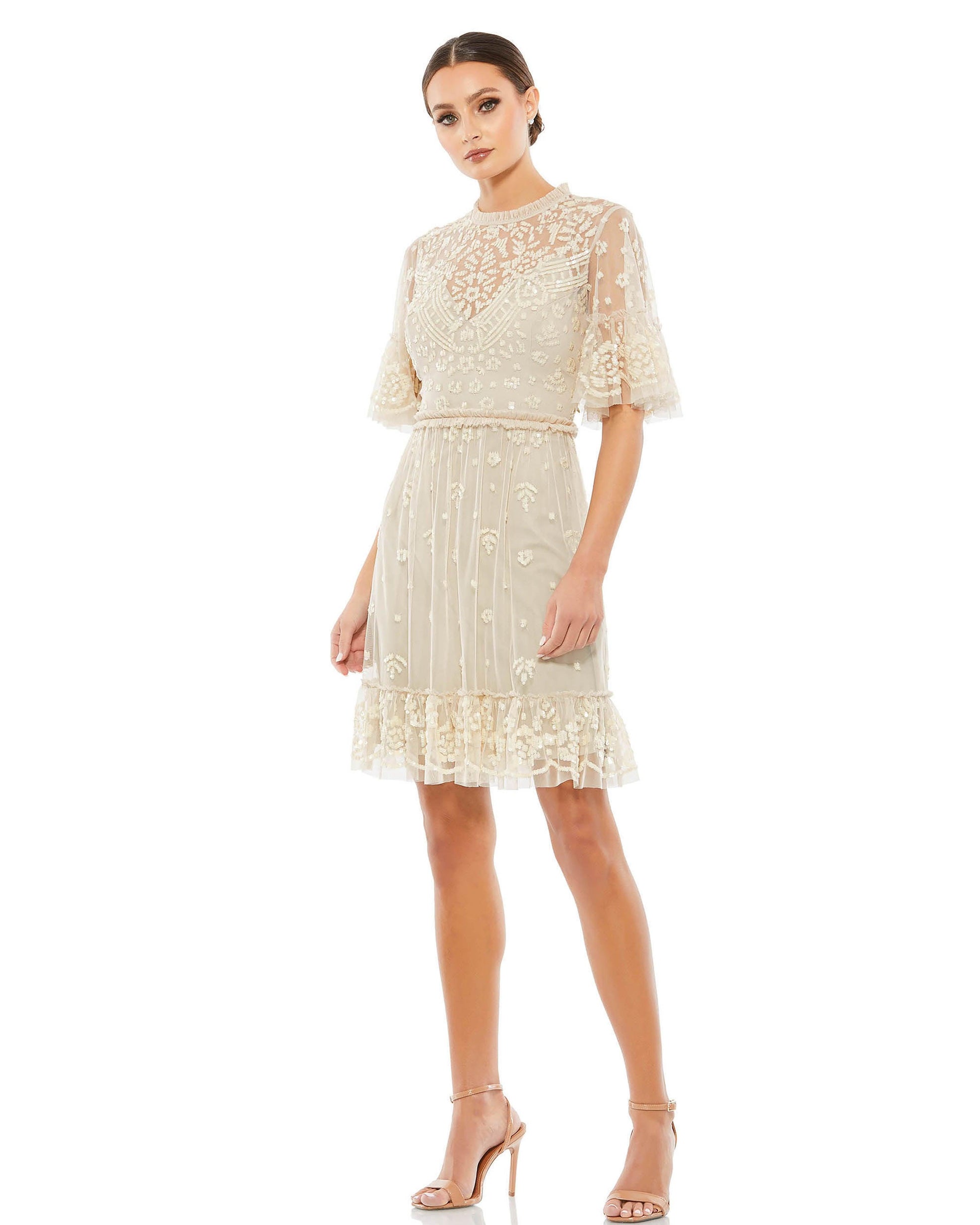 Mac Duggal 9143 Short Sleeve Cocktail Party Dress