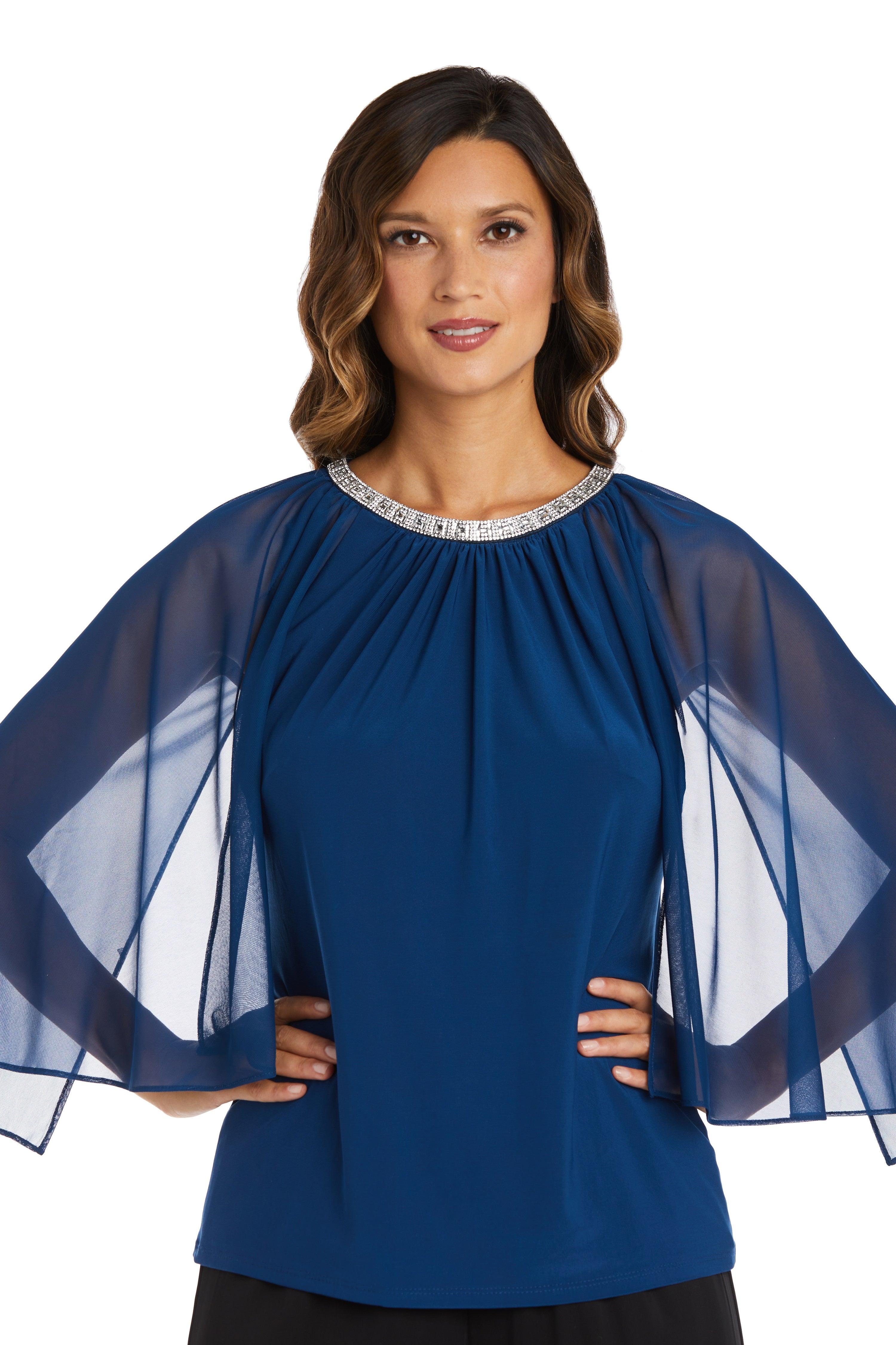 Caplet Cloth Black R&M Richards 9144 Formal Chiffon Capelet Top - Formal Dresses & Gowns