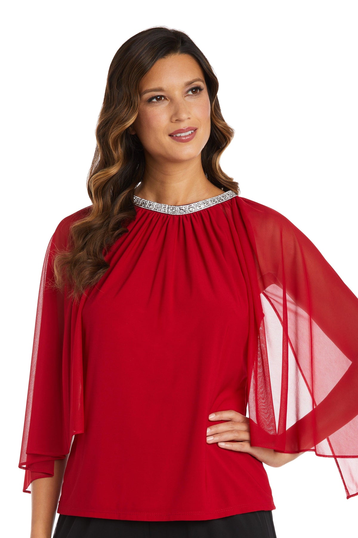 R&M Richards 9144 Formal Chiffon Capelet Top