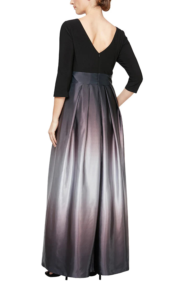 Formal Dresses Ombre Skirt Long Formal Dress Black Silver