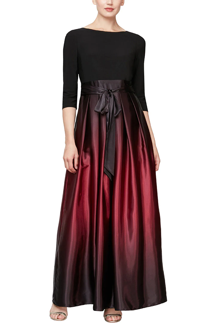Sl Fashions Women's 3/4-Sleeve Ombre Gown - Black/Silver - Size 10