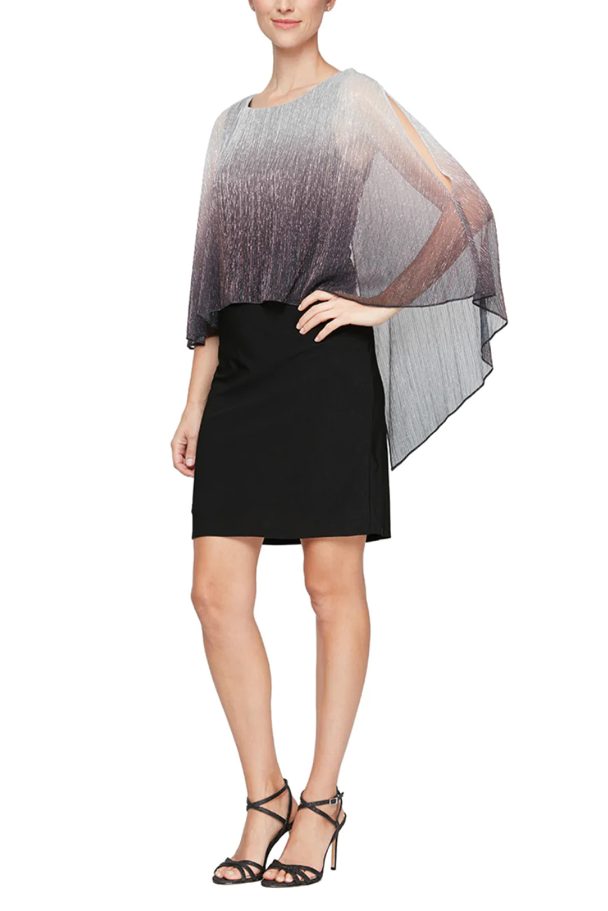 SL Fashions 91551502 Ombre Capelet Cocktail Dress