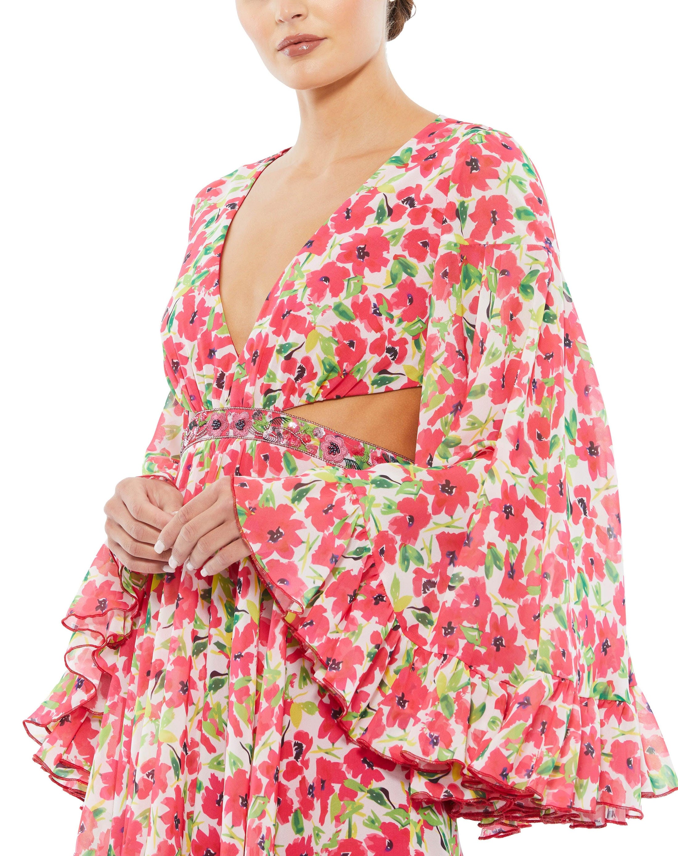 Pink Multi Mac Duggal 9158 Homecoming Short Floral Cocktail Dress for ...