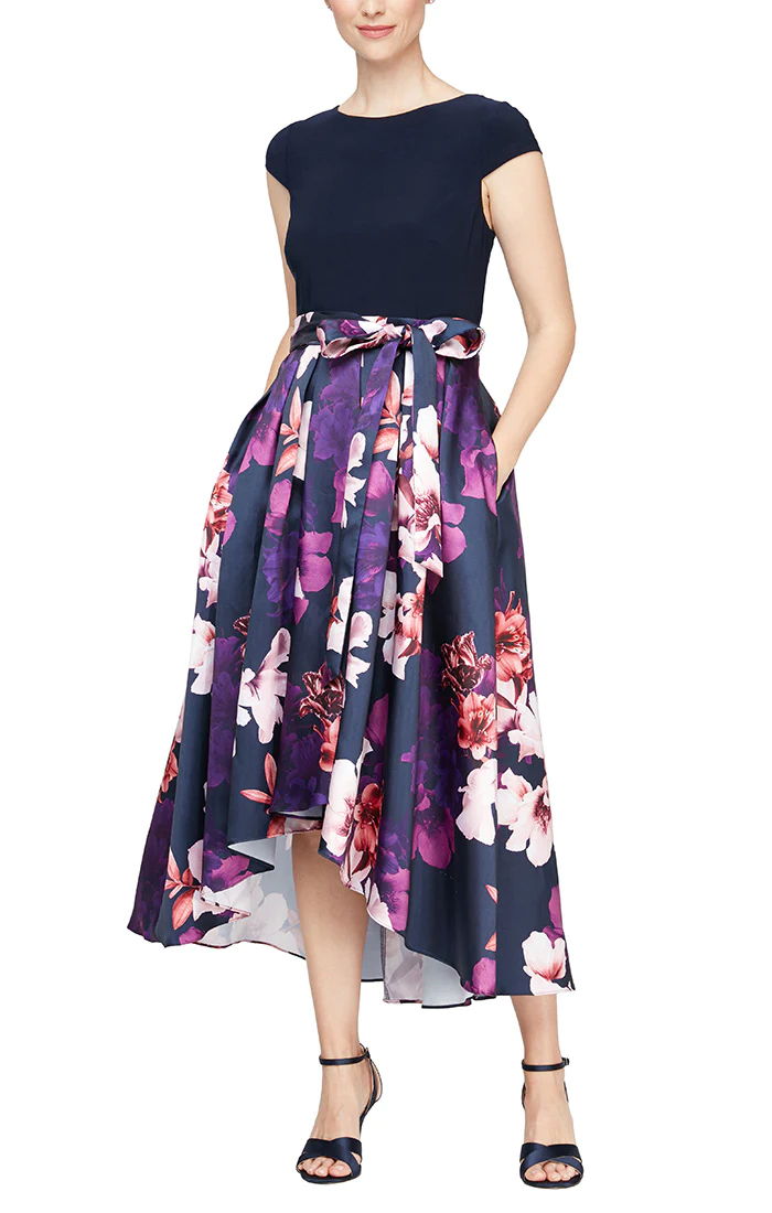 SL Fashions 9159256 Mikado Skirt High Low Long Dress