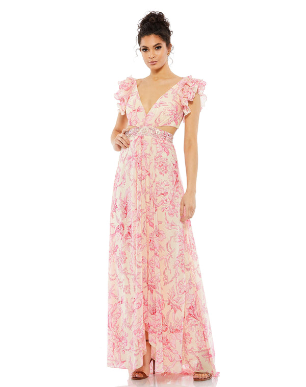 Long Formal Chiffon Evening Gown Chiffon Fabric Mac Duggal 9161