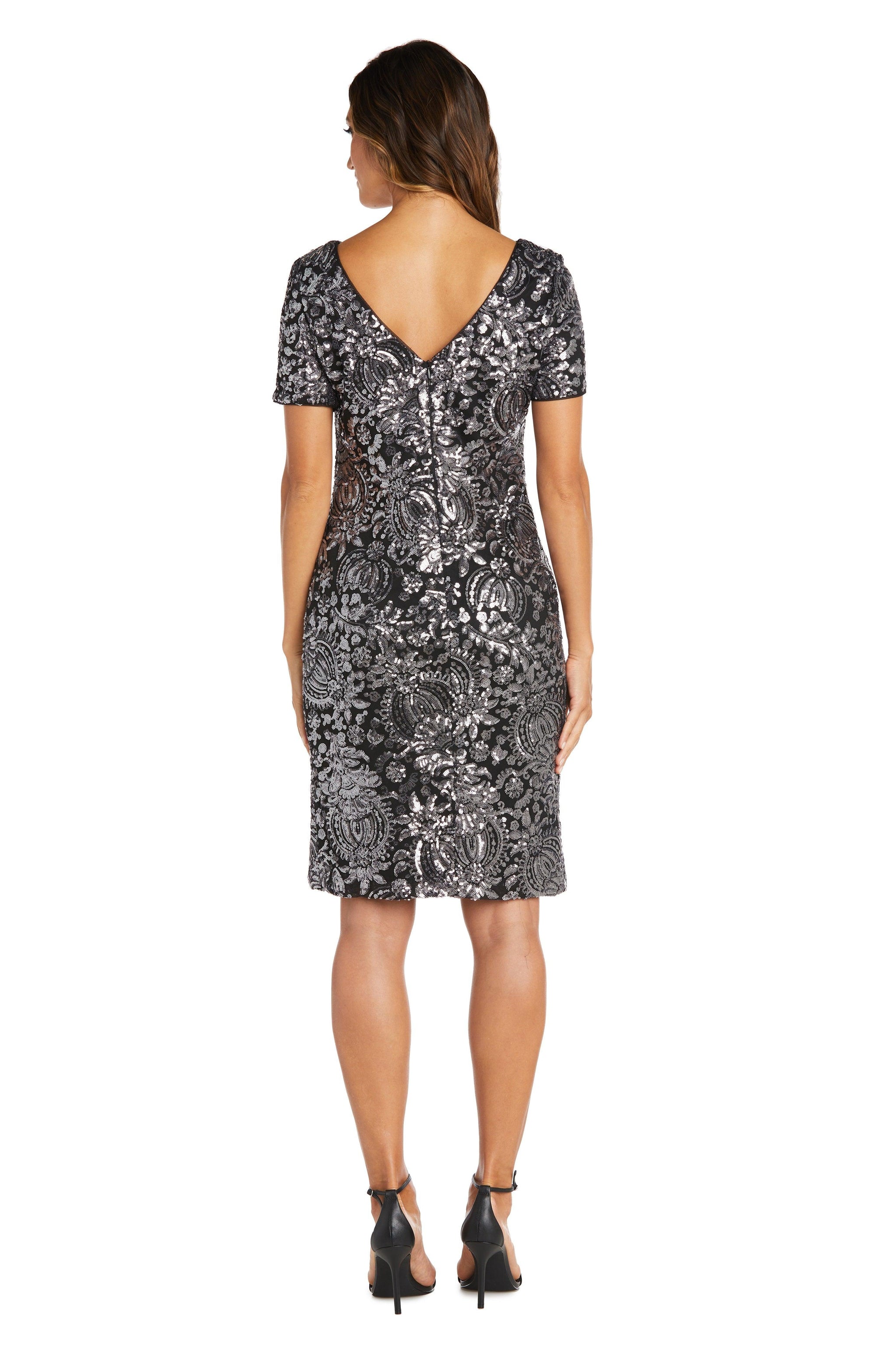 Silver/Nude R&M Richards 9161P Short Petite Cocktail Dress for $109.0 ...