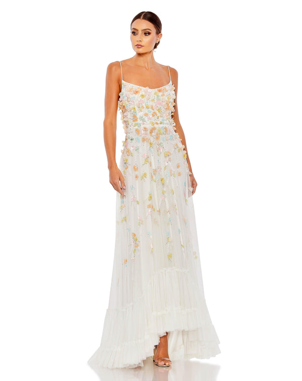 High Low Spaghetti Strap Prom Dress High Low Detail Mac Duggal 9163
