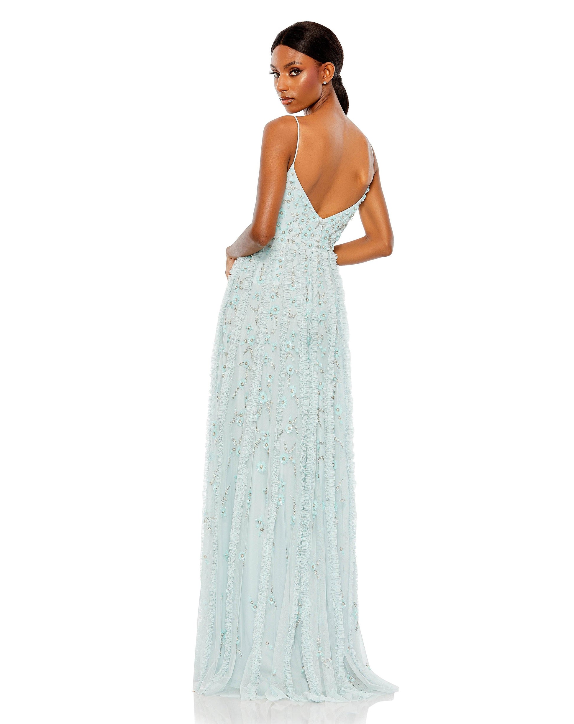 Mac Duggal 9166 Long Spaghetti Strap Prom Formal Gown
