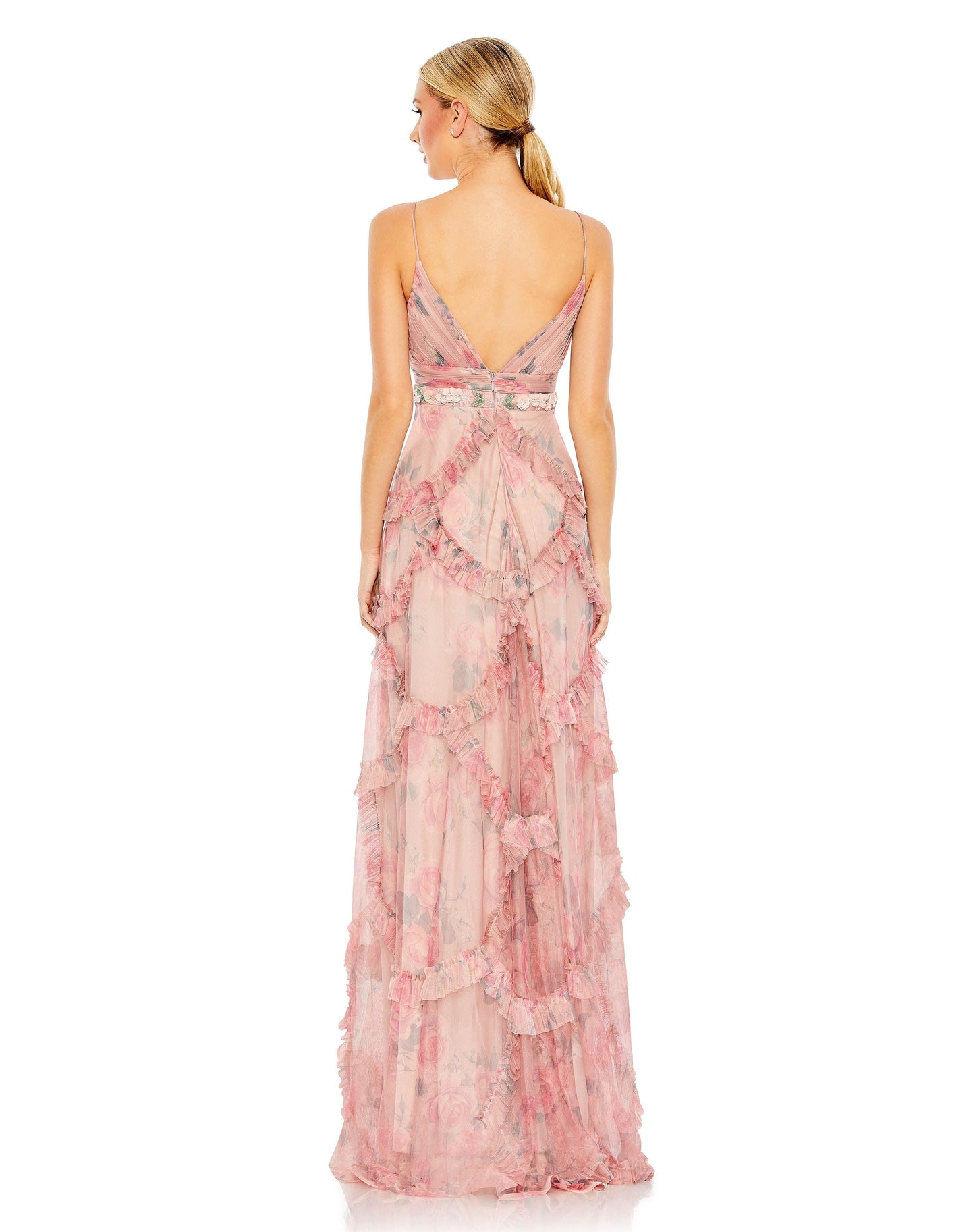 Prom Dresses Long Spaghetti Strap Chiffon Prom Gown Rose Pink