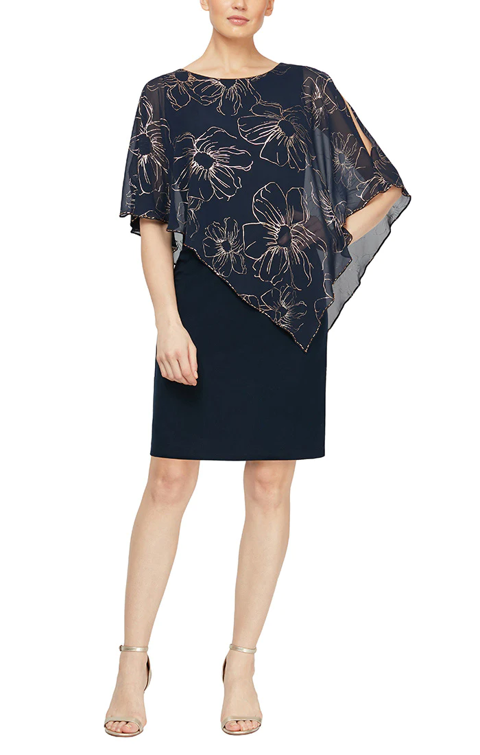 Cocktail Dresses Overlay Short Cocktail Dress Navy Rose Gold