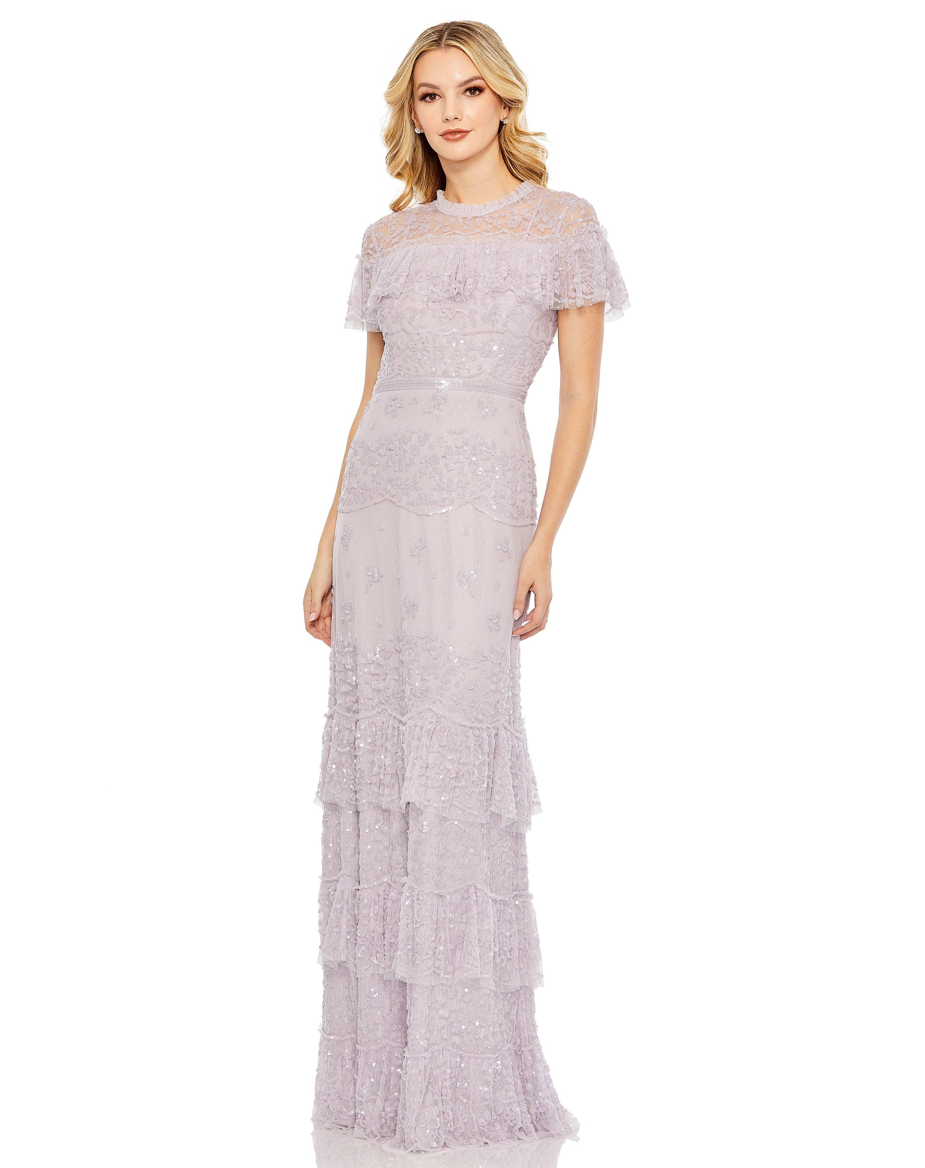 Formal Dresses Long Formal Cape Sleeve Dress Lilac