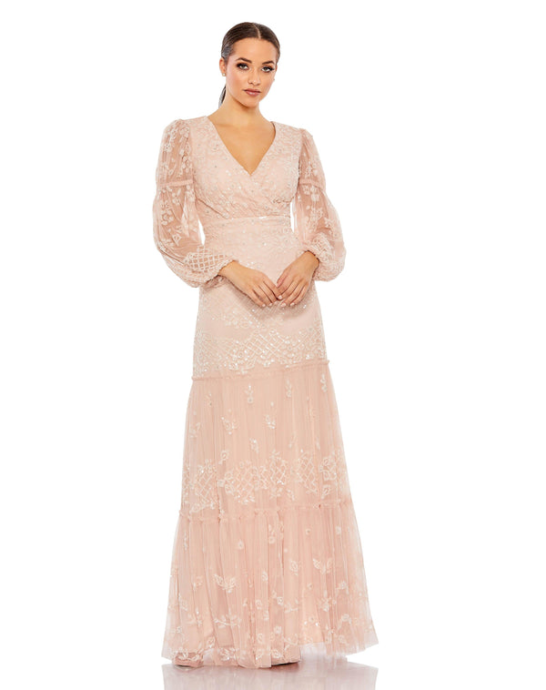Long Sleeve Chiffon Formal Dress Chiffon Fabric & Long Sleeves Mac Duggal 9197