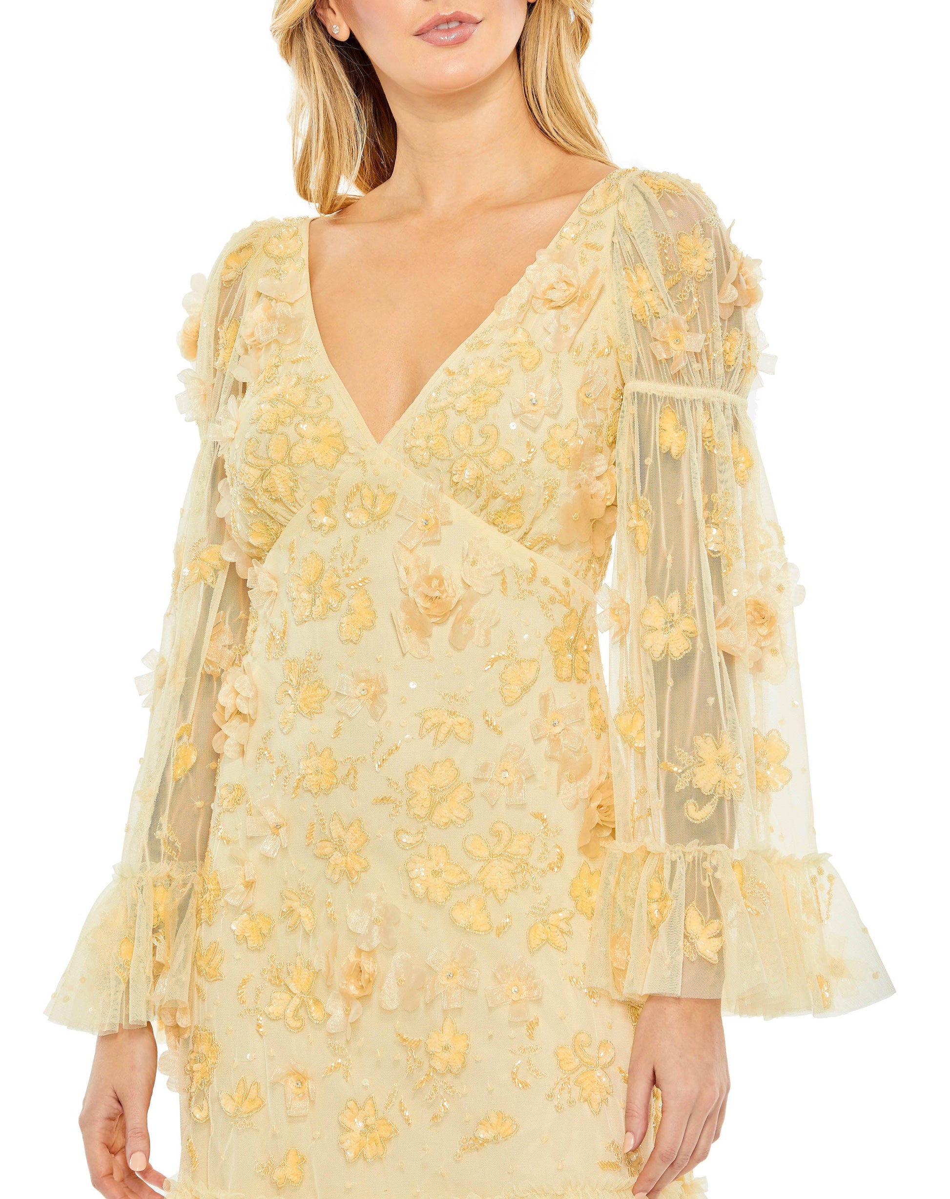 Mac Duggal 9205 Long Sleeve Short Cocktail Dress