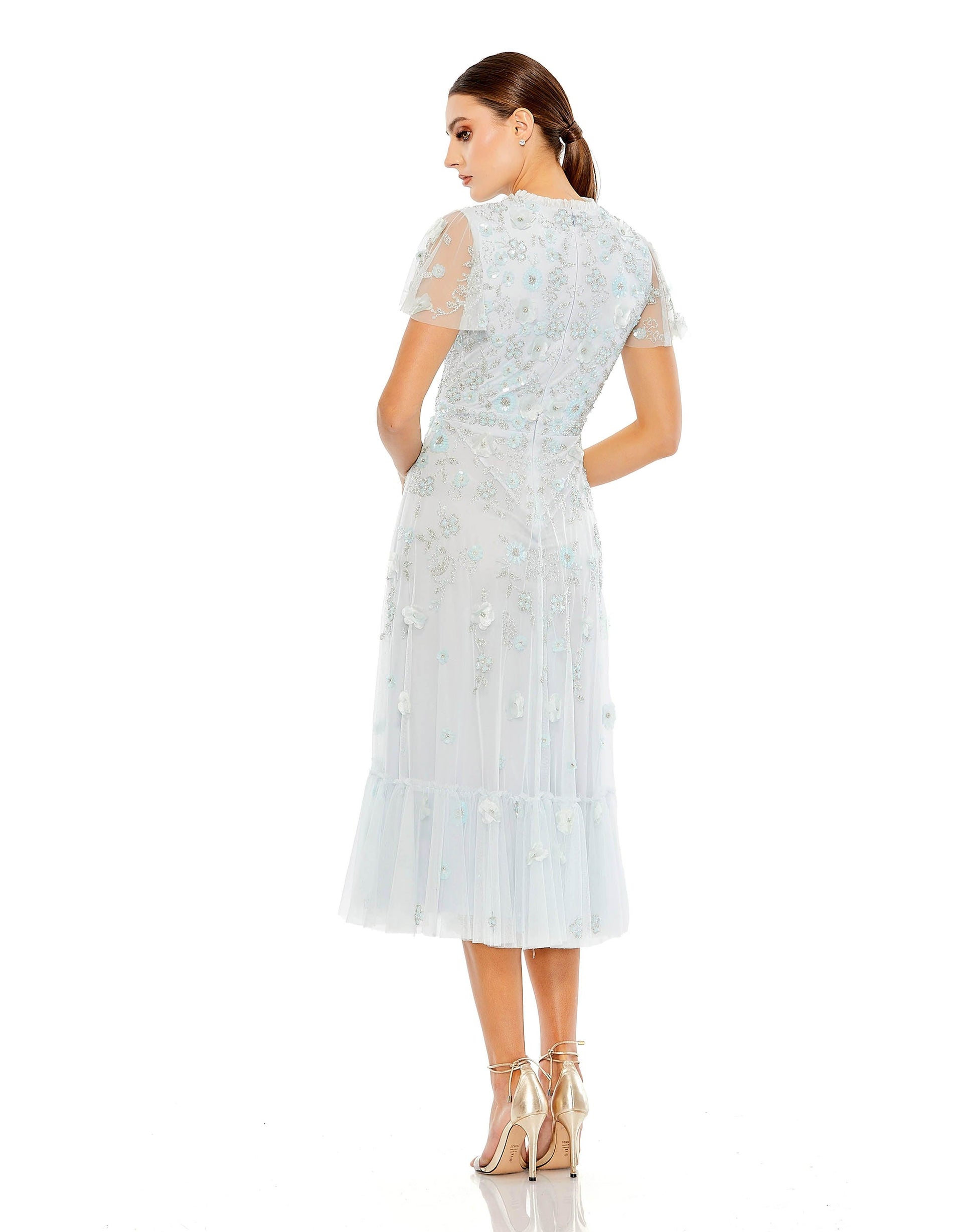 Mac Duggal 9212 Tea Length Floral Formal Dress