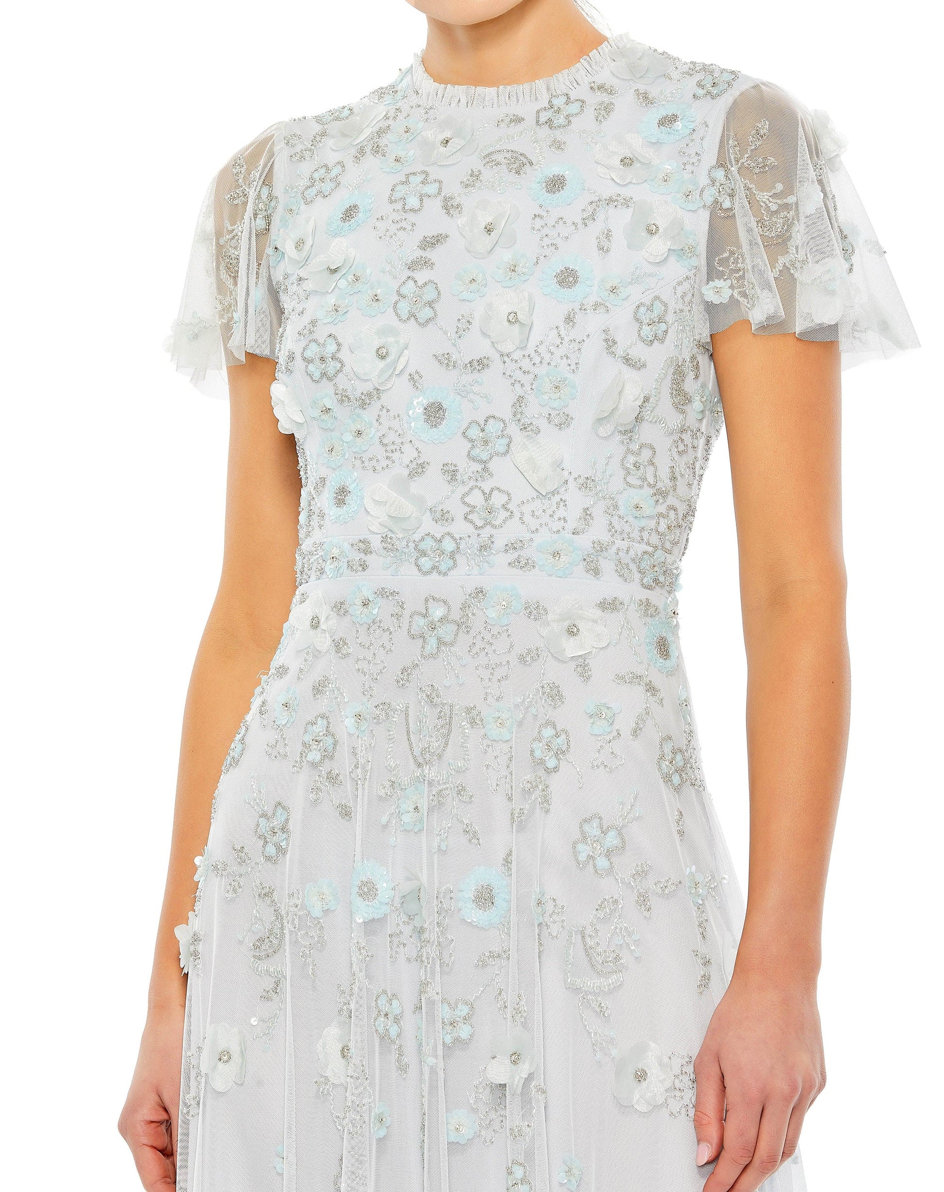 Mac Duggal 9212 Tea Length Floral Formal Dress