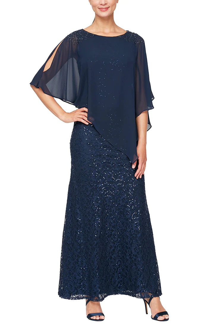 SL Fashions 9213121 Petite Long Lace Dress The Dress Outlet SL Fashions 9213121 Petite Long Lace Dress The Dress Outlet