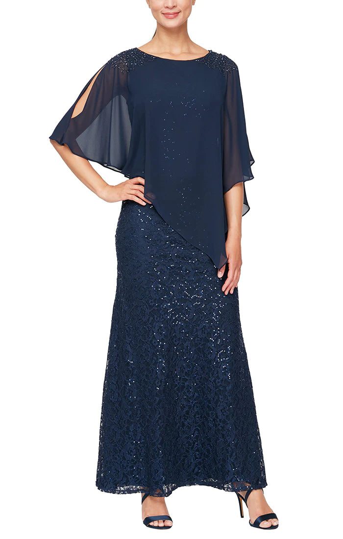 Mother of the Bride Dresses Petite Long Lace Dress New Navy