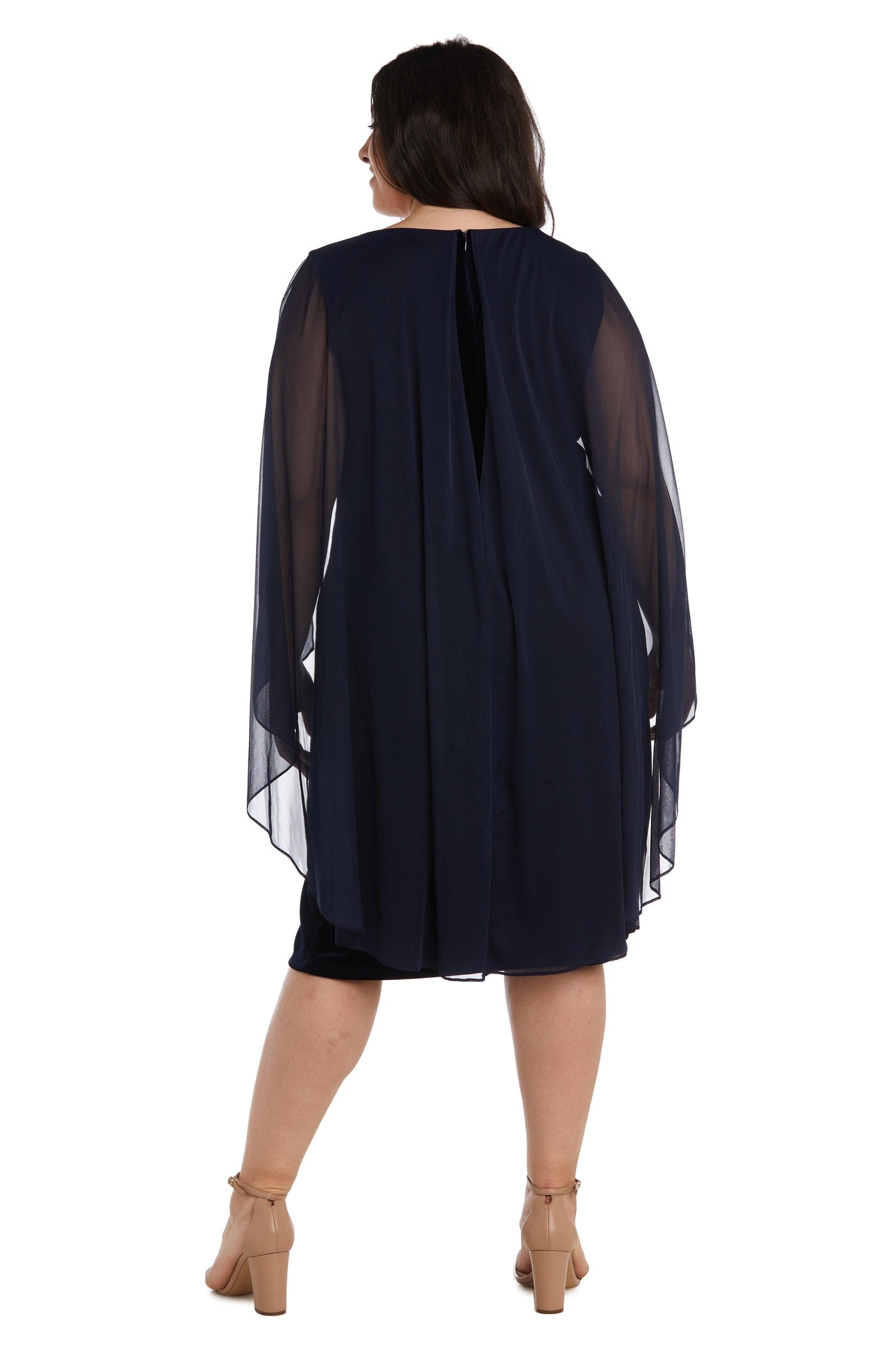 R&M Richards 9216W Short Plus Size Cape Dress