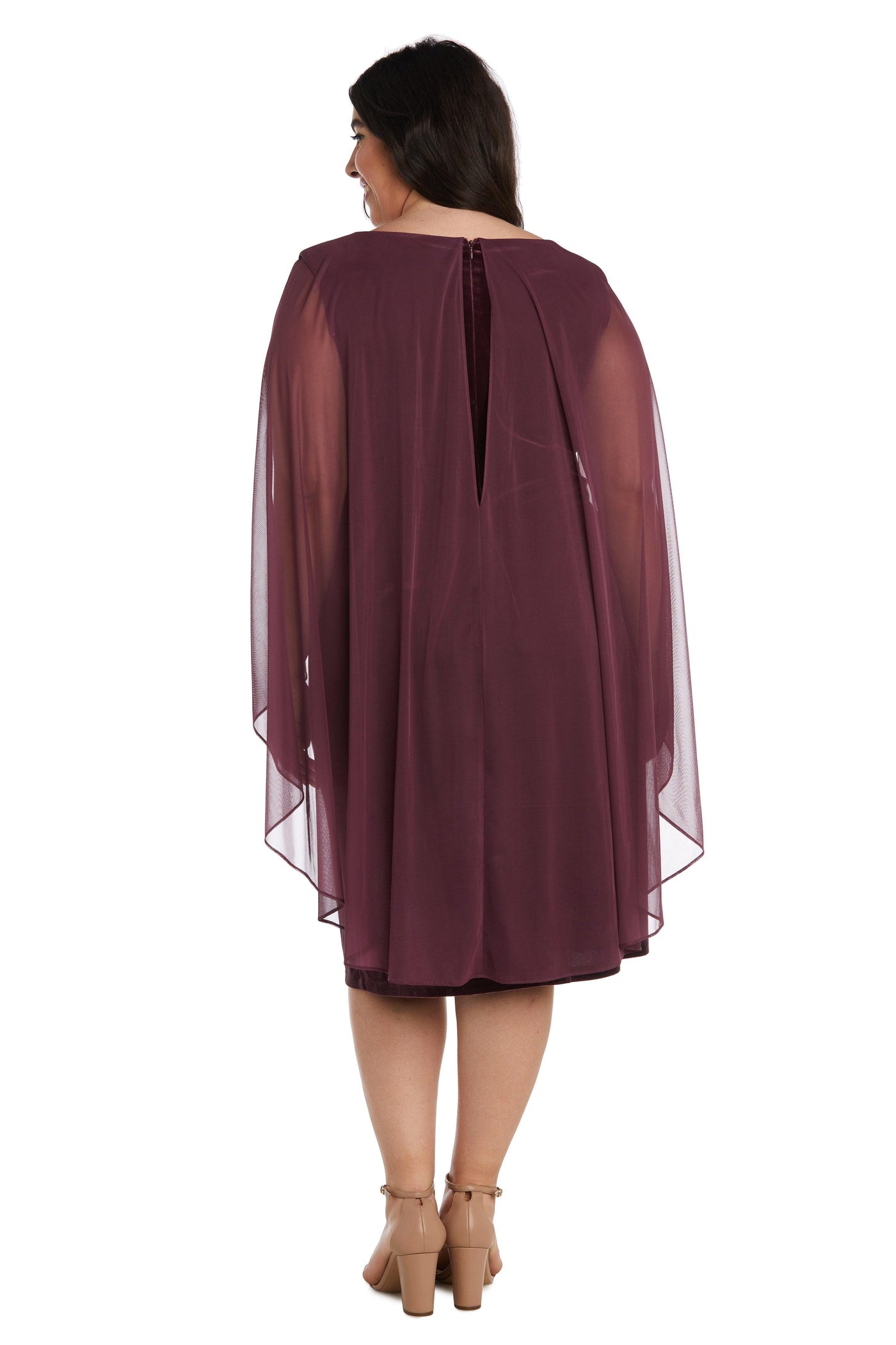 R&M Richards 9216W Short Plus Size Cape Dress