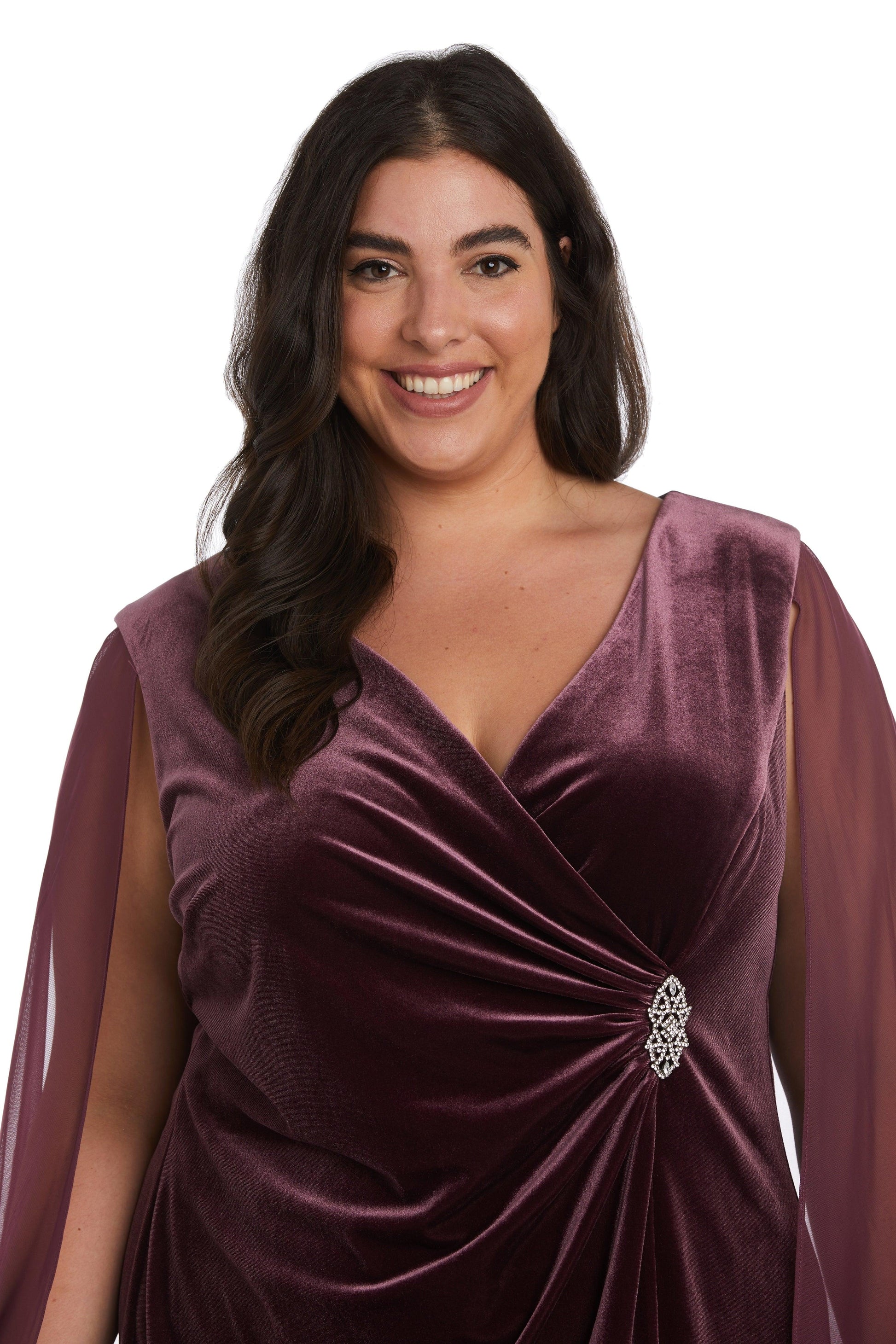 R&M Richards 9216W Short Plus Size Cape Dress