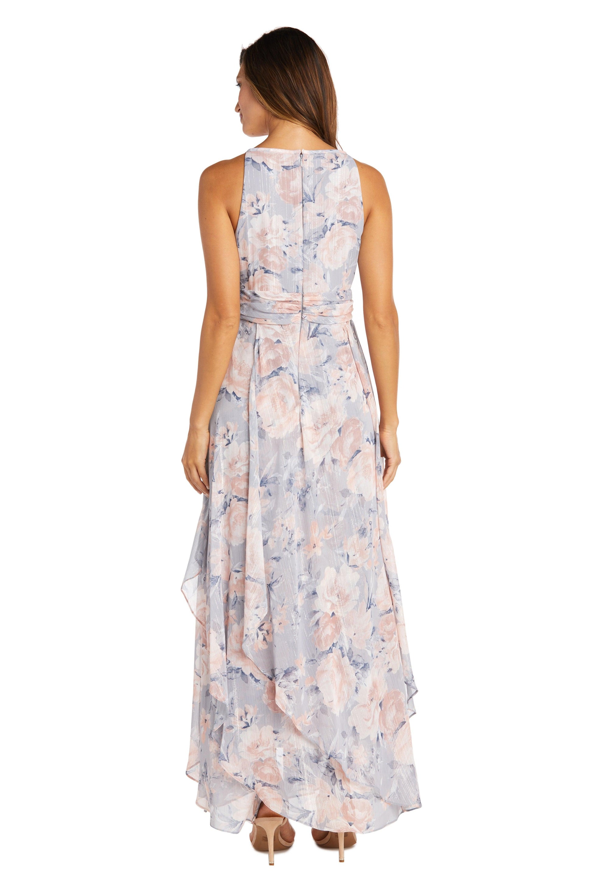 R&M Richards 9218P Long Halter Petite Formal Dress