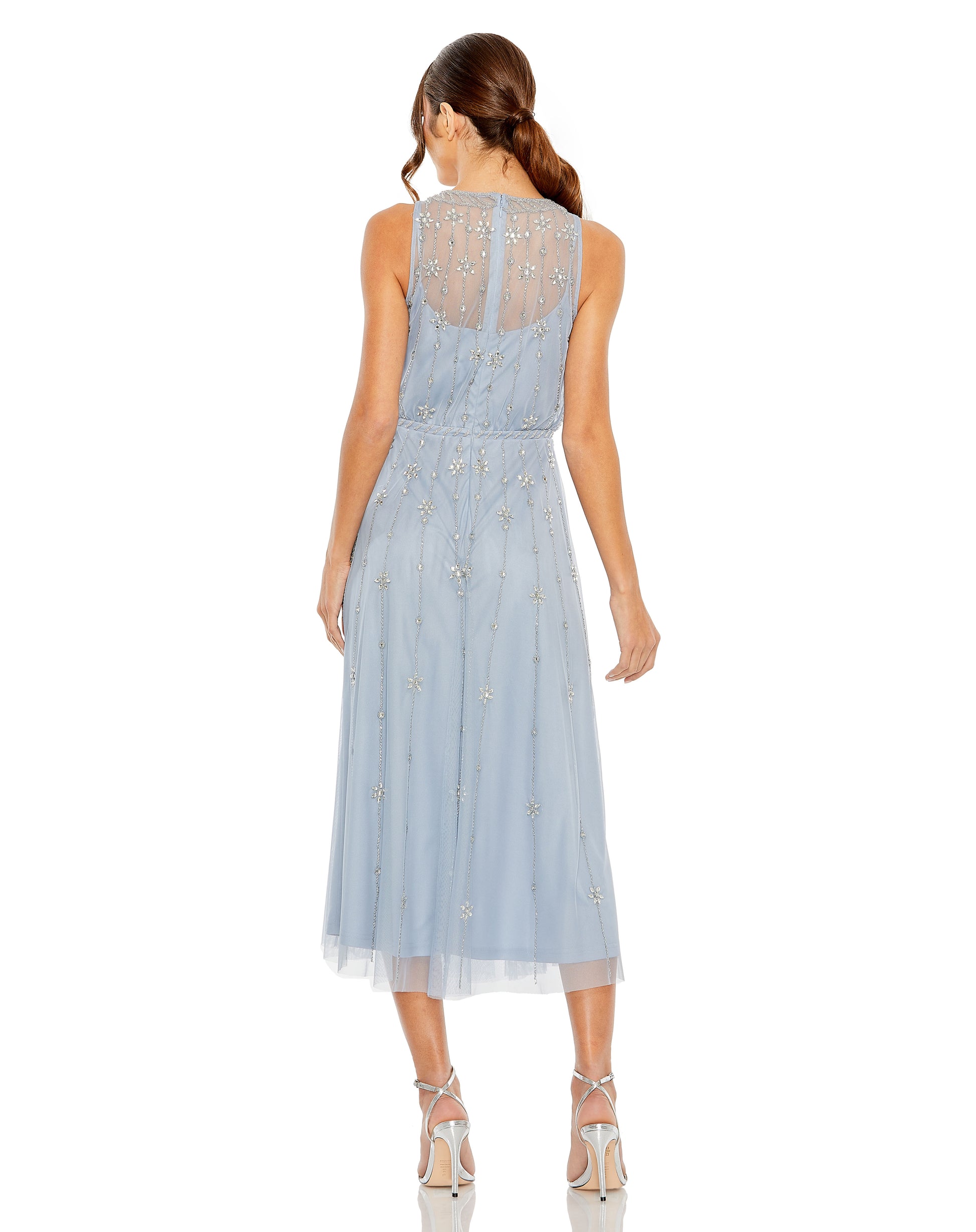 Mac Duggal 9222 Beaded Cocktail Midi Dress