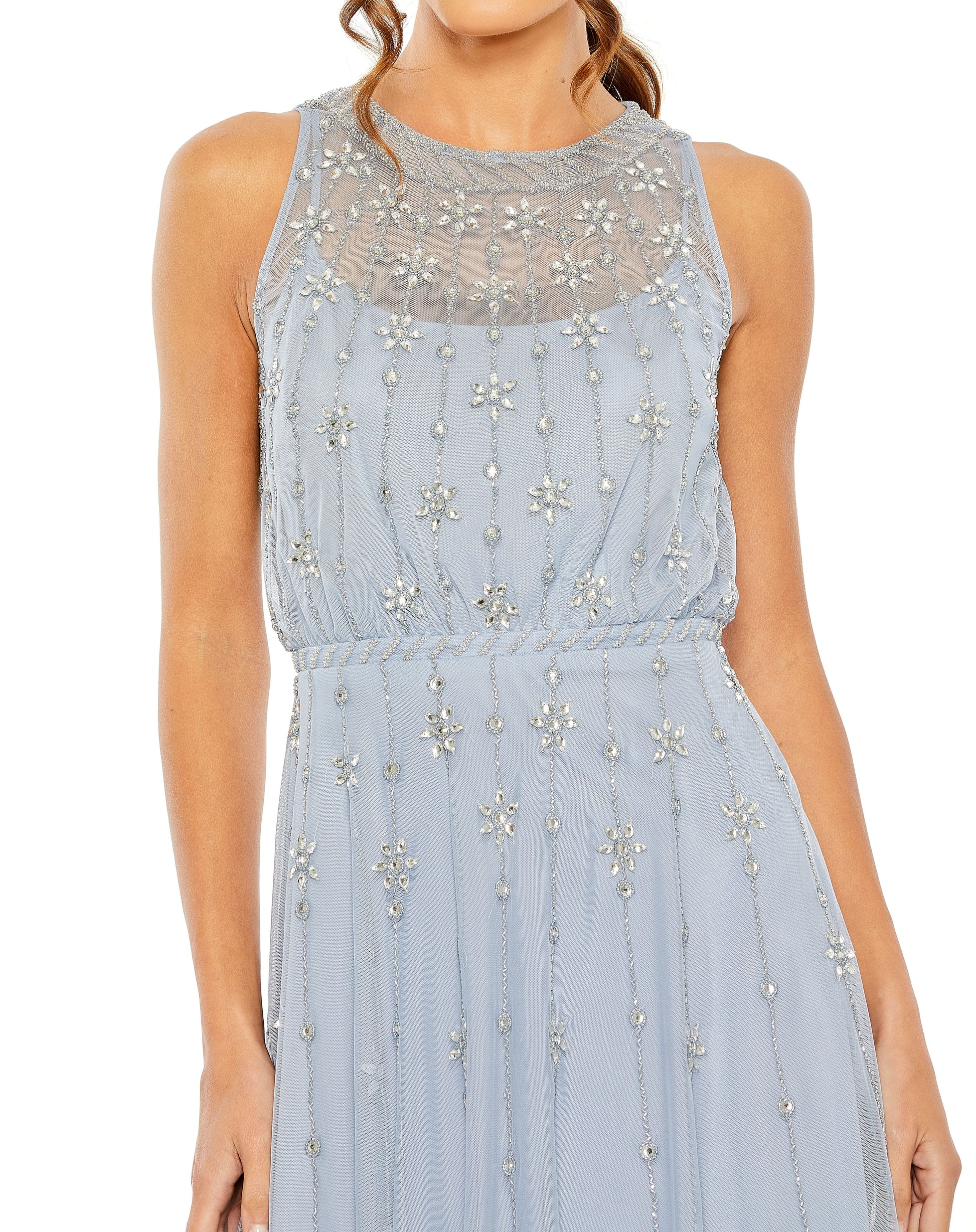 Mac Duggal 9222 Beaded Cocktail Midi Dress