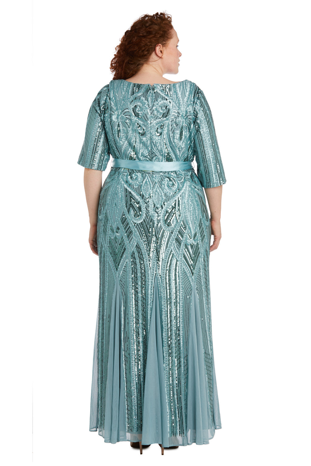 R&M Richards 9225W Plus Size Sequins Long Formal Dress