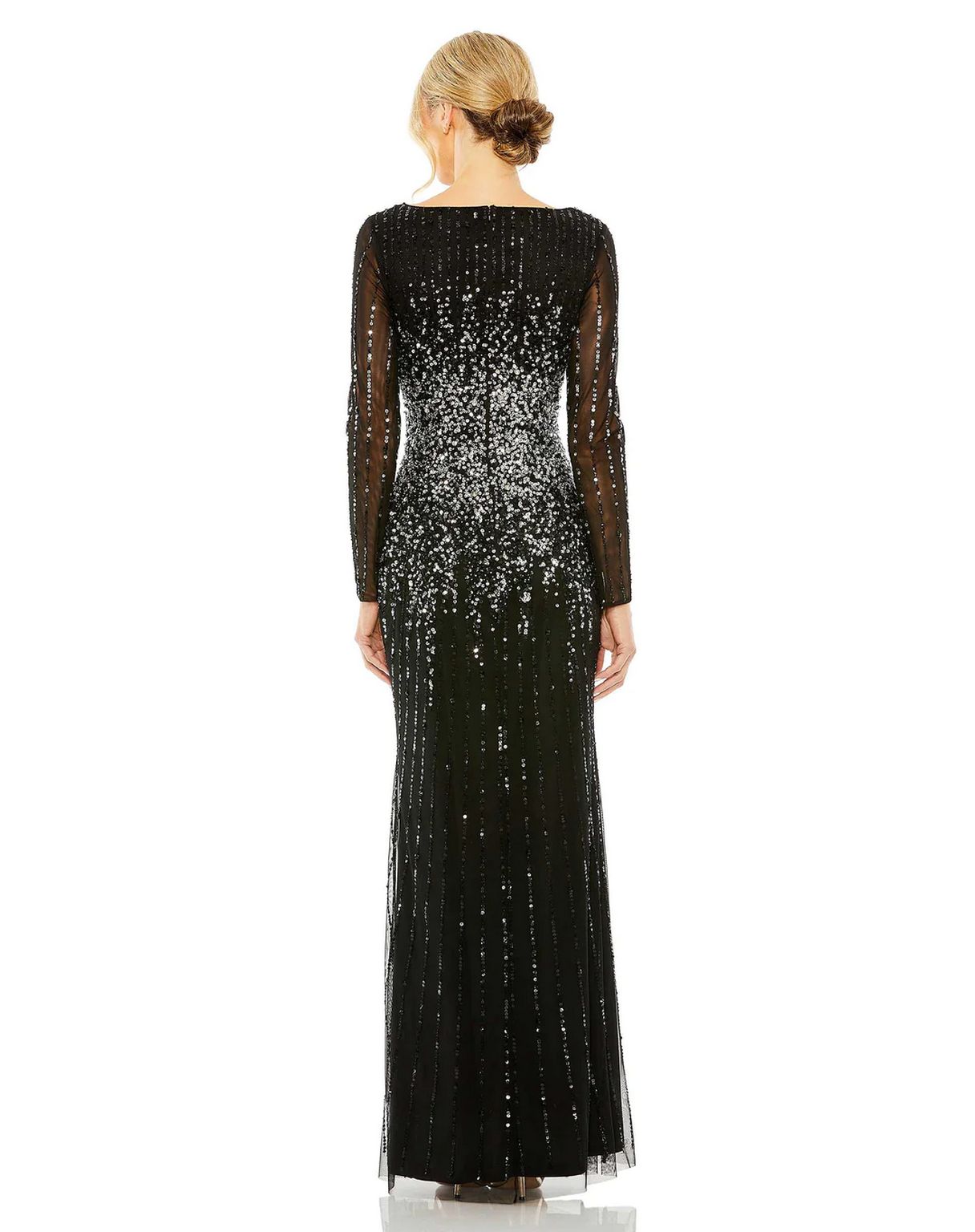 Mac Duggal 9226 Sequin Long Sleeve A Line Dress