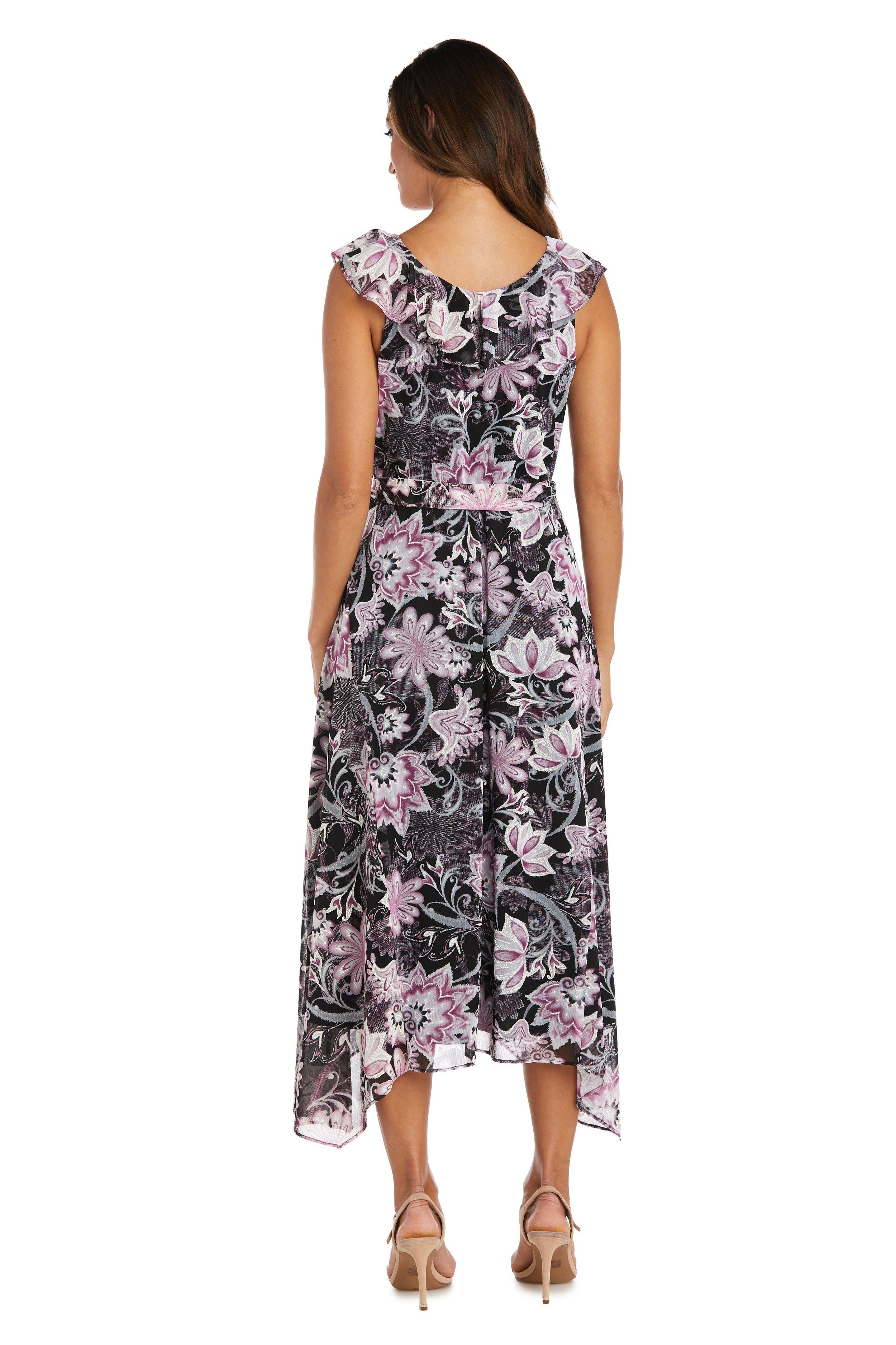 R&M Richards 9254 High Low Floral Print Dress