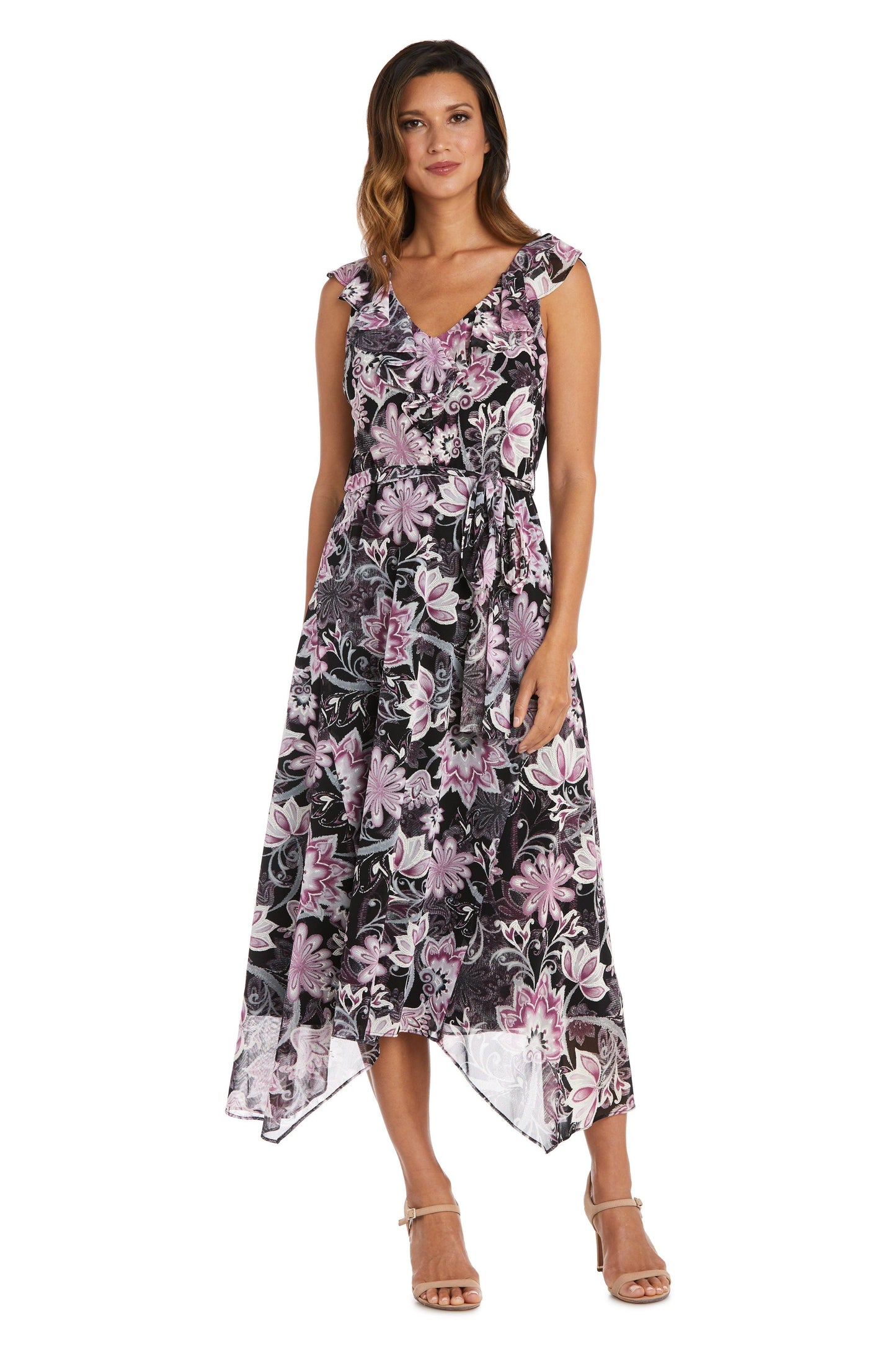 R&M Richards 9254 High Low Floral Print Dress
