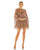 Cocktail Dresses Embellished Long Flare Sleeve Mesh A Line Short Dress Chocolate