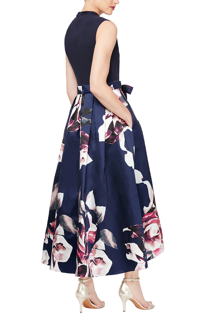 Navy Multi SL Fashions 9259236 Petite High Low Cocktail Dress for $139