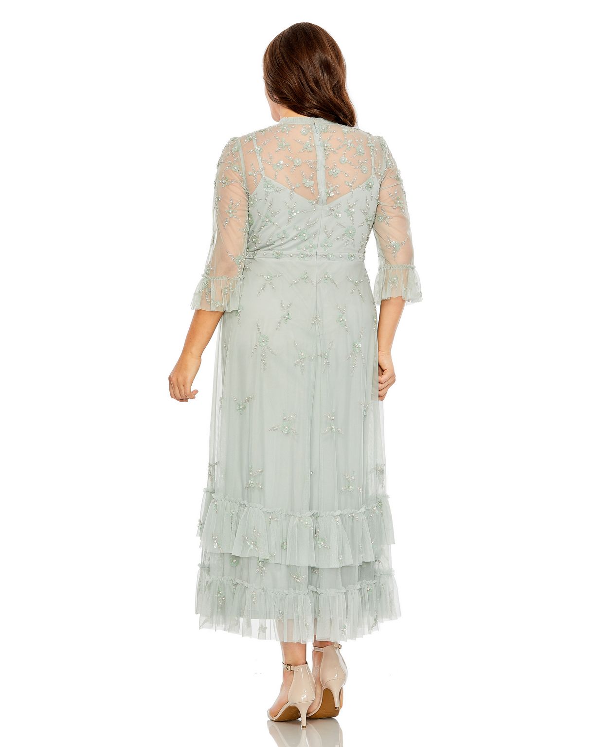 Mac Duggal 9263 Plus Size Formal Tea Length Dress