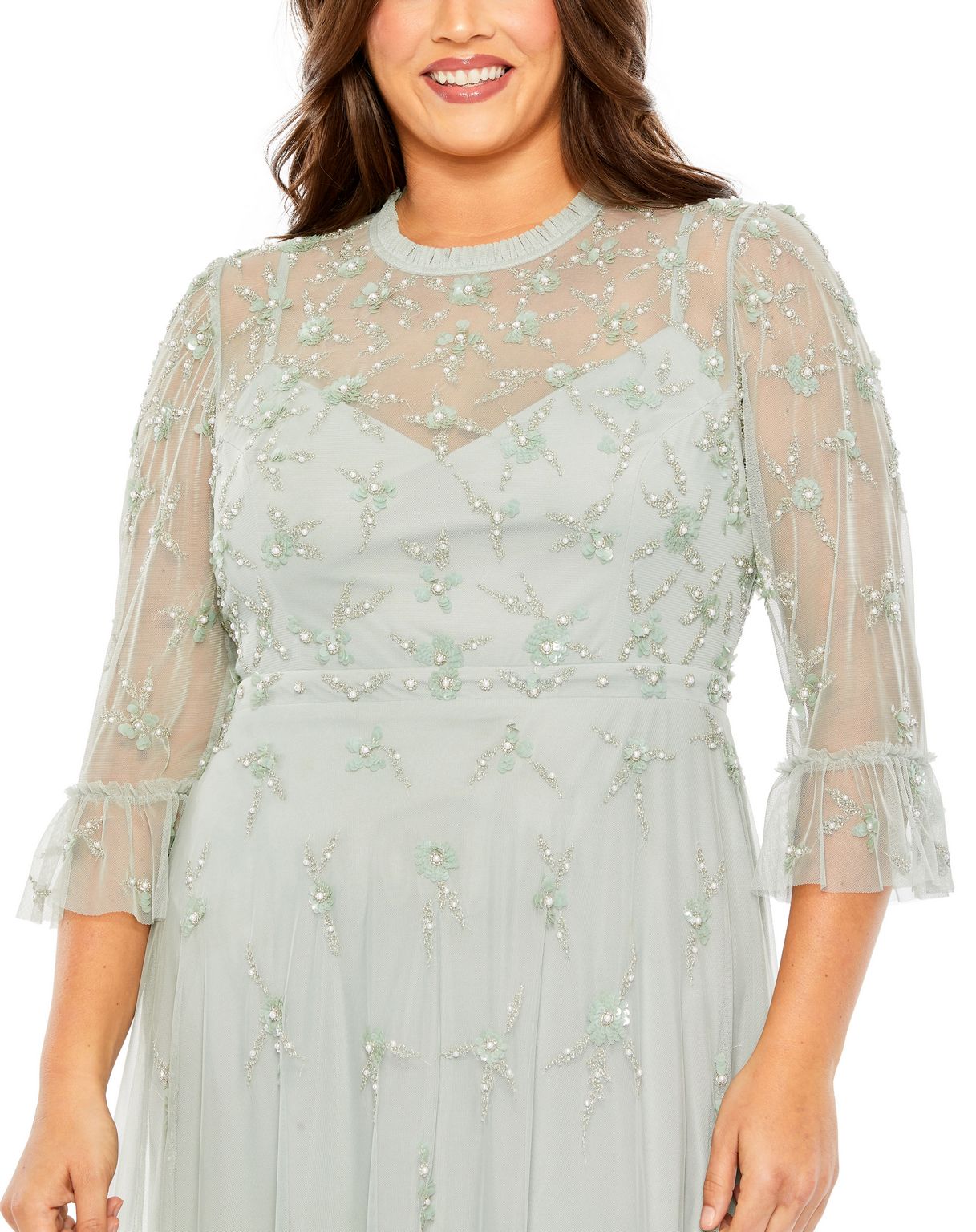 Mac Duggal 9263 Plus Size Formal Tea Length Dress
