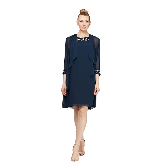 SL Fashions 9270367 Petite Short Jacket Dress