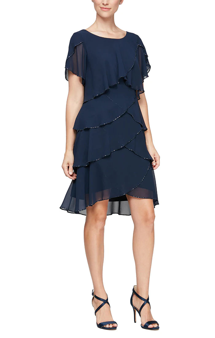 semi formal petite dresses with sleeves Knee-Length Semi-Formal Short-Sleeve Dress main image 1
