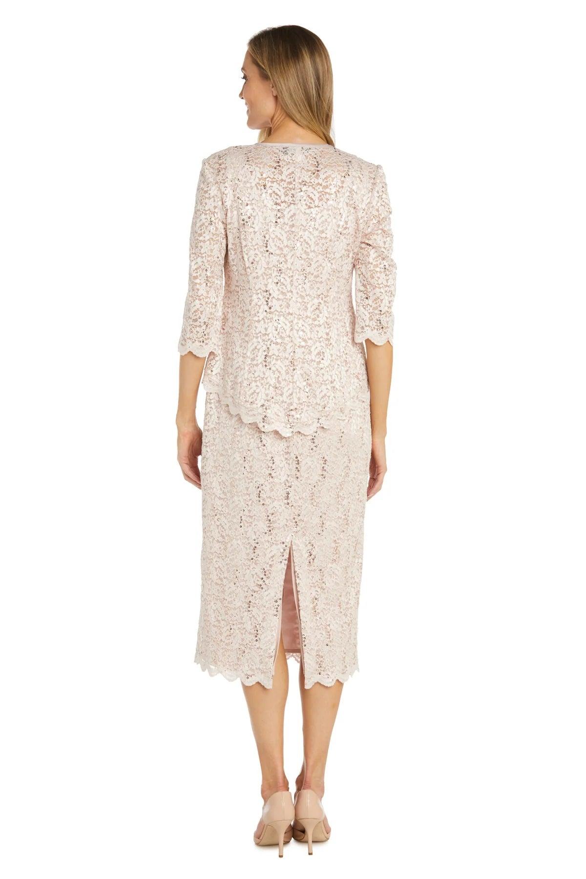 R&M Richards 9285 Mother of the Bride Lace Jacket Midi Dress