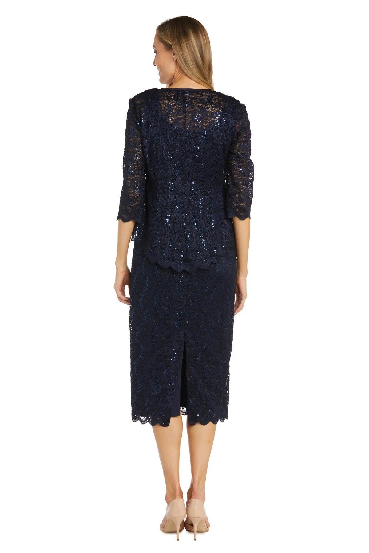 R&M Richards 9285 Mother of the Bride Lace Jacket Midi Dress