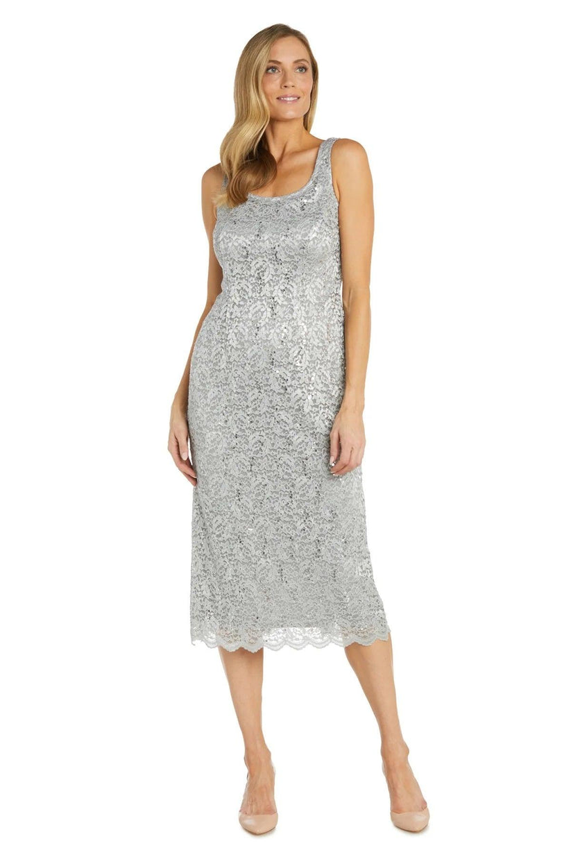 Dusty Blue R&M Richards 9285 Mother of the Bride Lace Jacket Midi Dress for $112.99 – The Dress ...