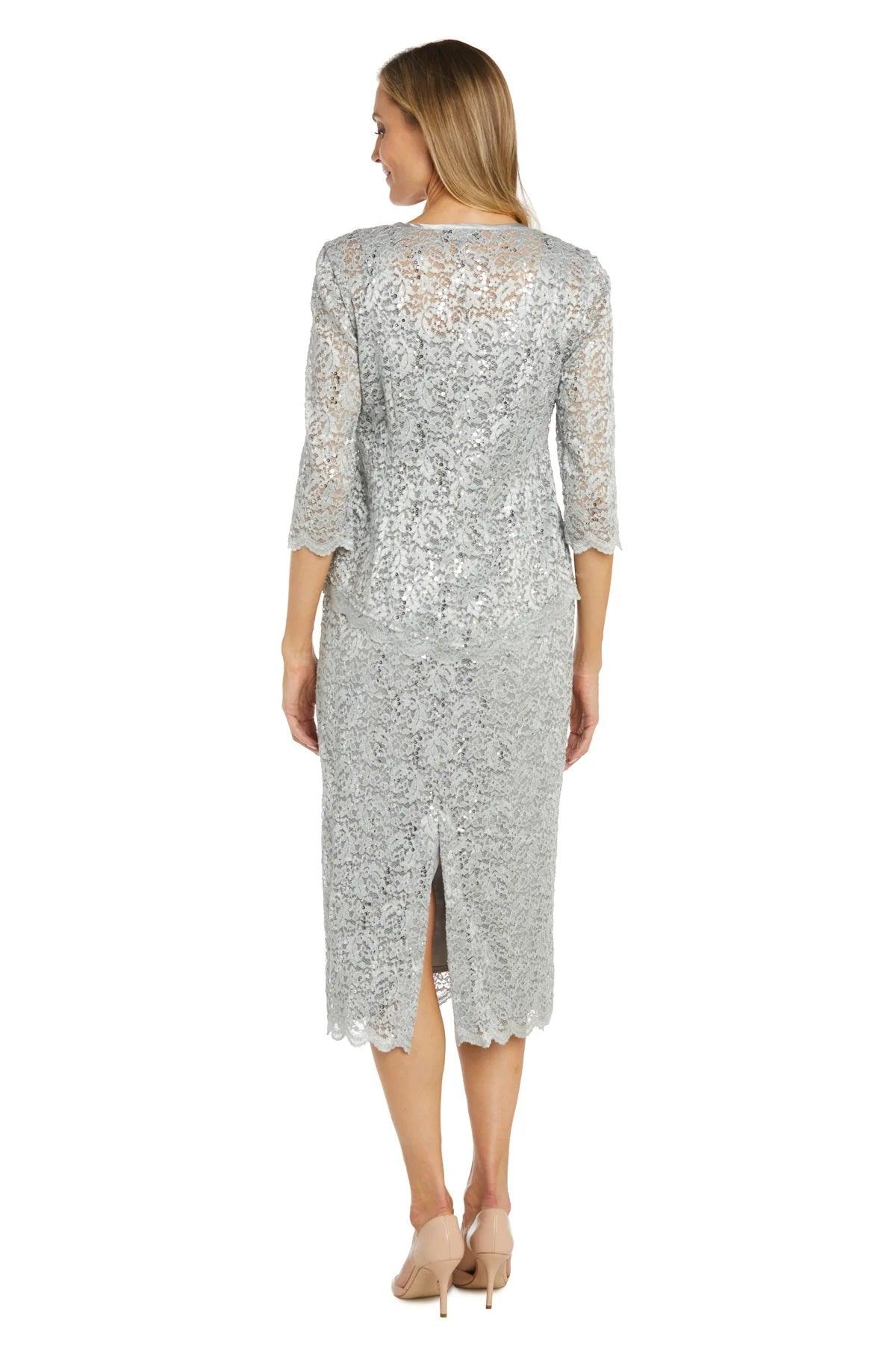 R&M Richards 9285 Mother of the Bride Lace Jacket Midi Dress