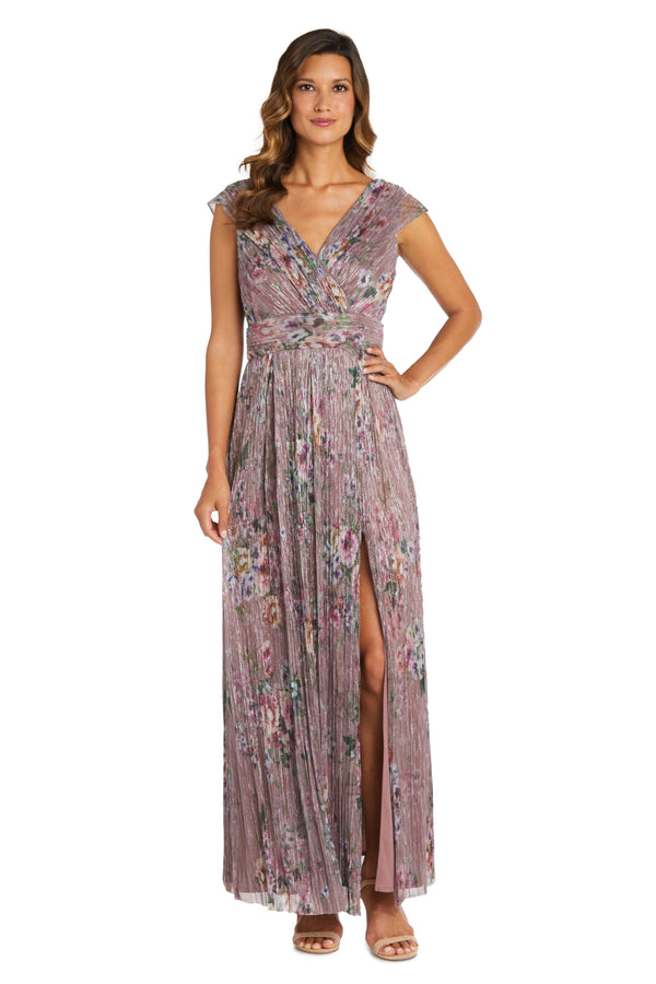 Long Floral Dress Cap Sleeve Formal R&M Richards 9366