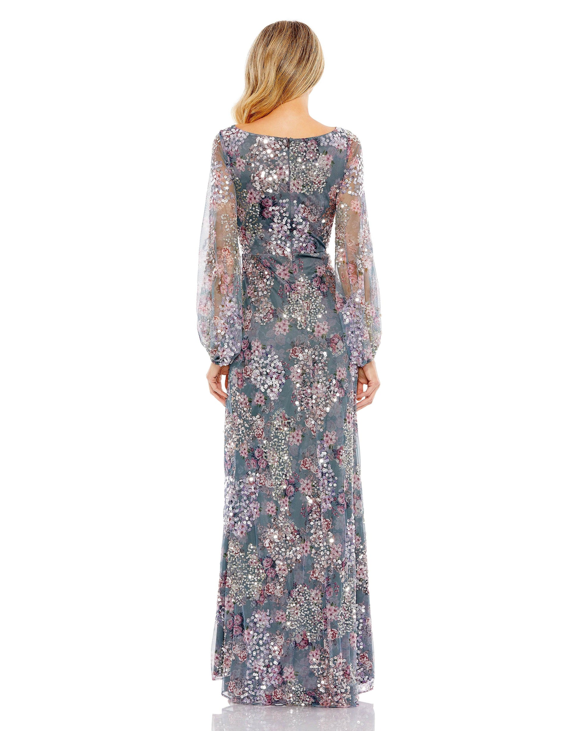 Mac Duggal 93750 Long Sleeve Formal Floral Print Gown