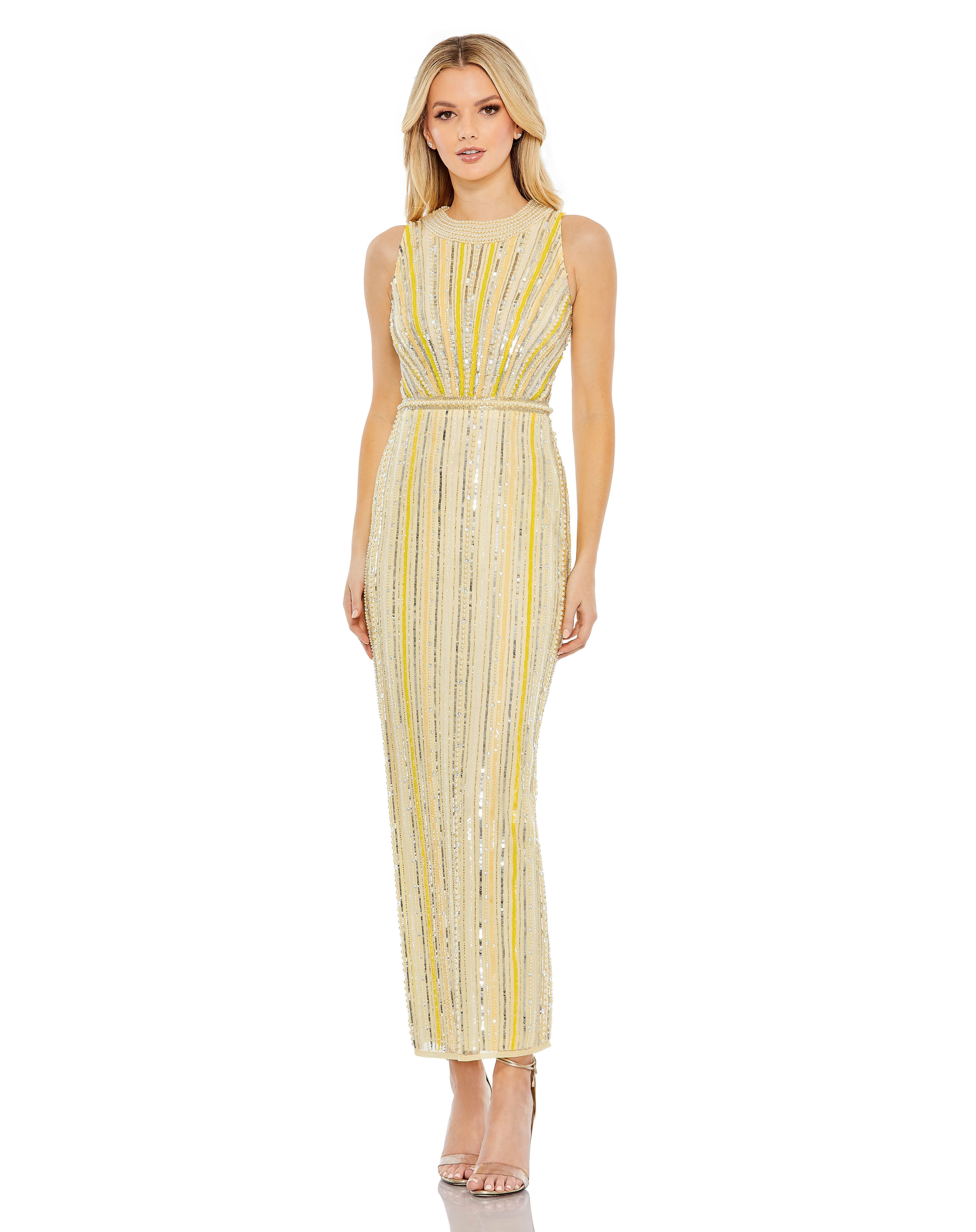 Cocktail Dresses Fitted Sequin Cocktail Tea Length Dress Porcelain