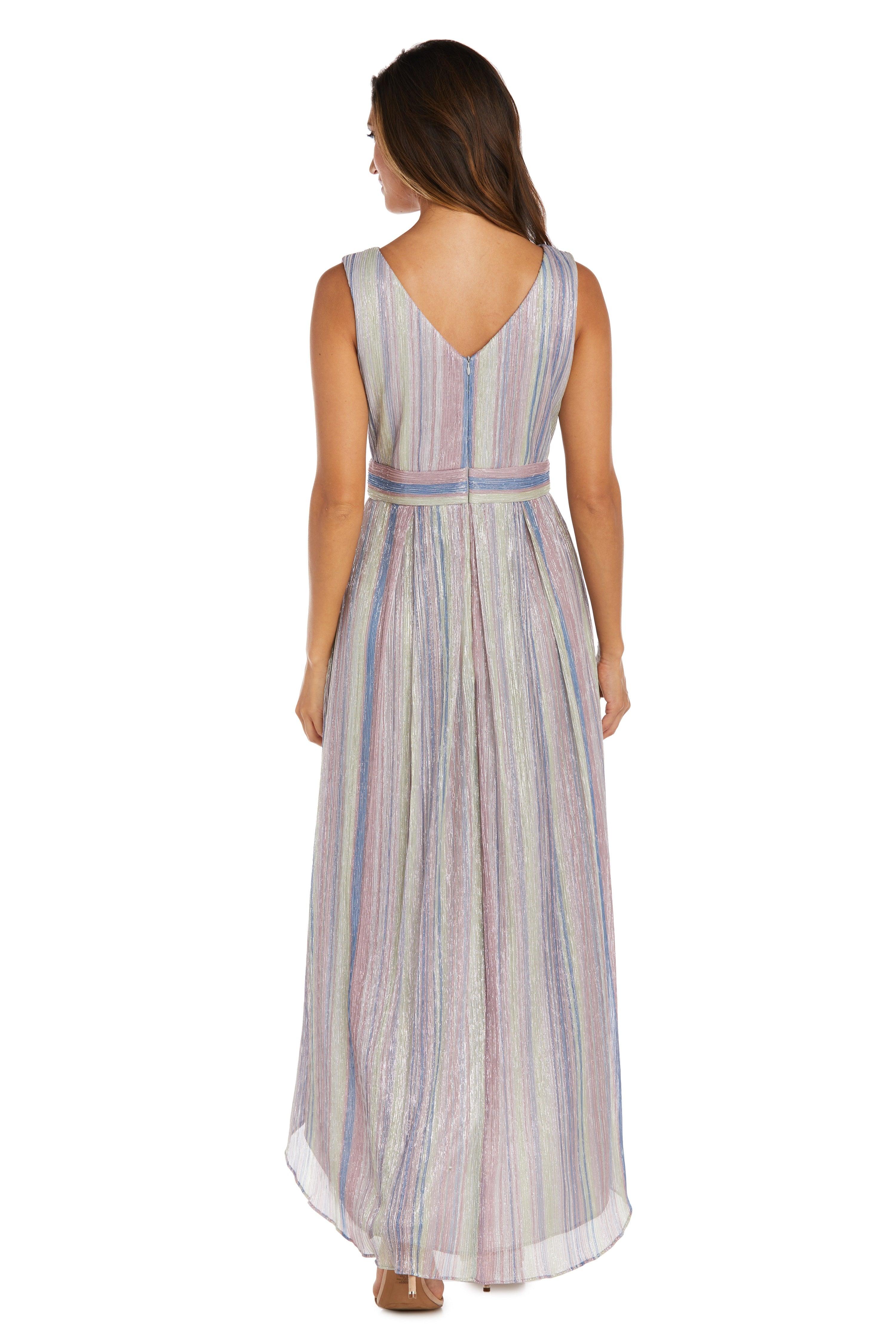 Mother of the Bride Dresses High Low Sleeveless Metallic Formal Dress Pink/Multi